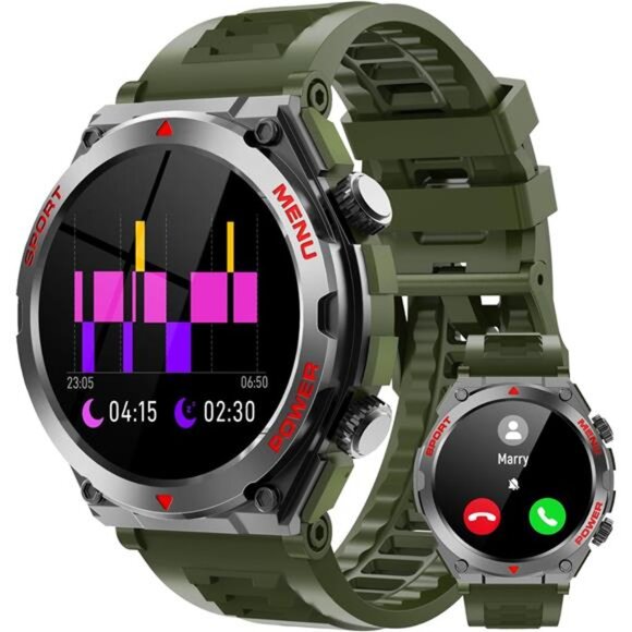 Military Smart Watch, 1.52-Inch Touch Screen Tactical Smartwatch with Text and